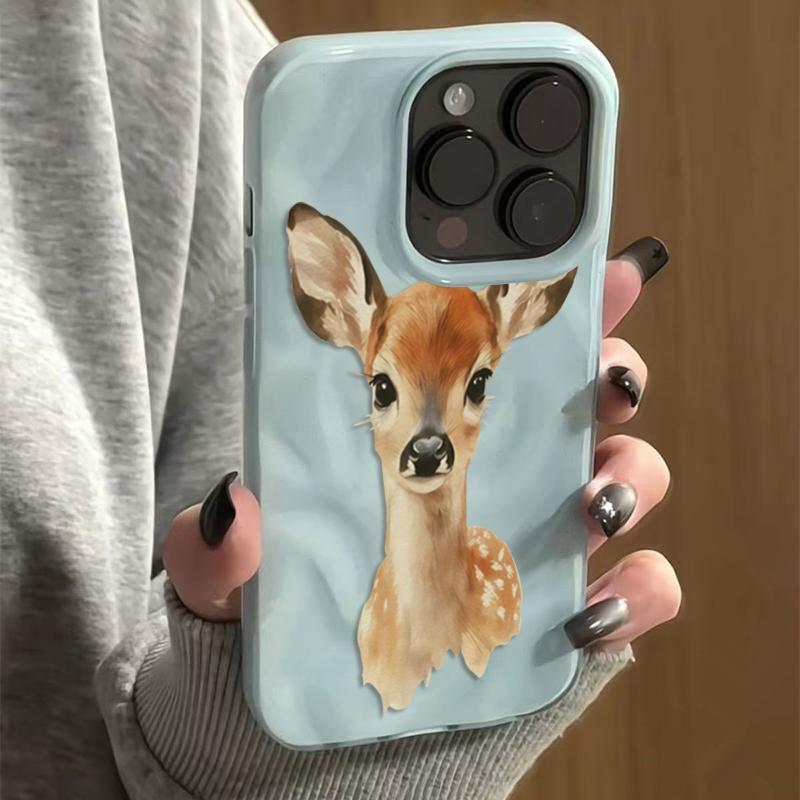 Adorable Deer Phone Case For iPhone 17 Cases iPhone 16 Pro Max 15 14 Plus 13 12 11 16E 17 Air Shockproof Candy TPU Bumper Cover