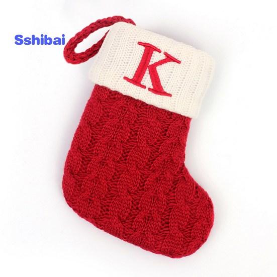 Christmas Sock Ornament with Lanyard Large Capacity Rich Color Classic Letter Design Stocking Hanging Decoration