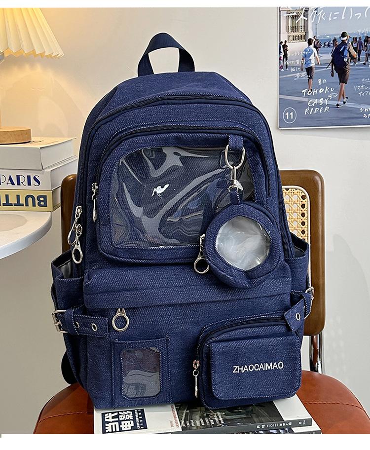 School bag cute transparent pain bag versatile high value junior high school student school bag ins wind Japanese Korean version backpack leisure bag