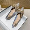 Women Flat Elegant Women Flat Ballet Shoes Ladies Bling Crystal Bow Tie Pointed Toe Flats Shoes