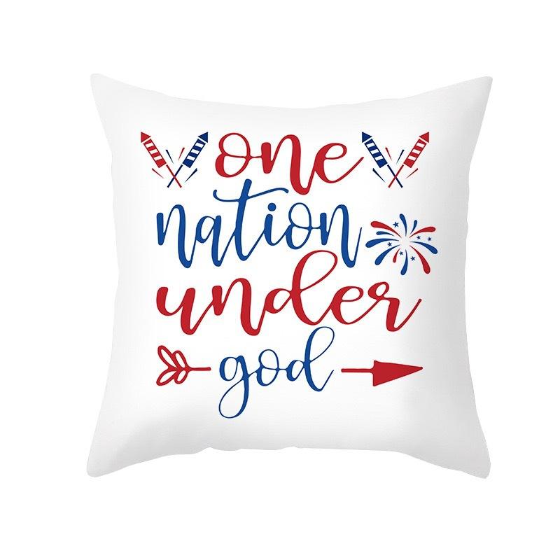 New American Independence Day Pillowcase, Simple Peach Skin Velvet Printed Cushion Cover, Sofa Pillow Cover