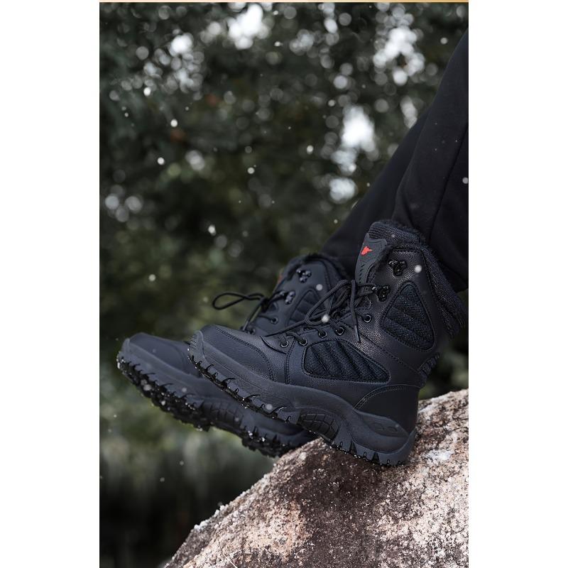 Men's Outdoor Warm Plus Grip Snow Shoes, Comfortable Arch Support Non-Slip Boots for Hiking and Mountaineering, Men's Shoes