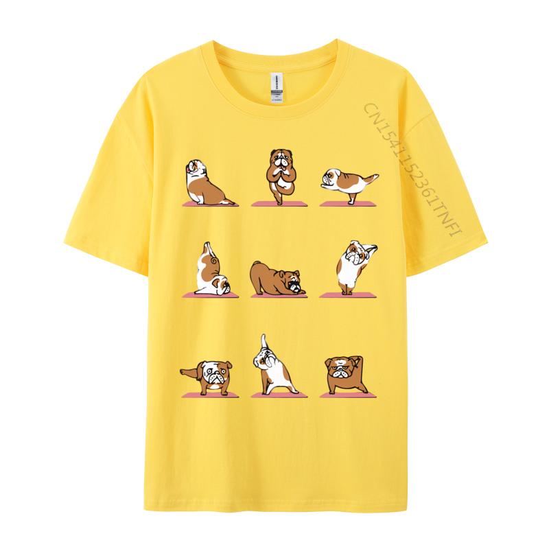 Englische Bulldogge Yoga Vintage T-Shirt Schwarzes T-Shirt Gutscheine Geburtstag Herren T-Shirt Slim Fit Grafik-T-Shirt Baumwolle