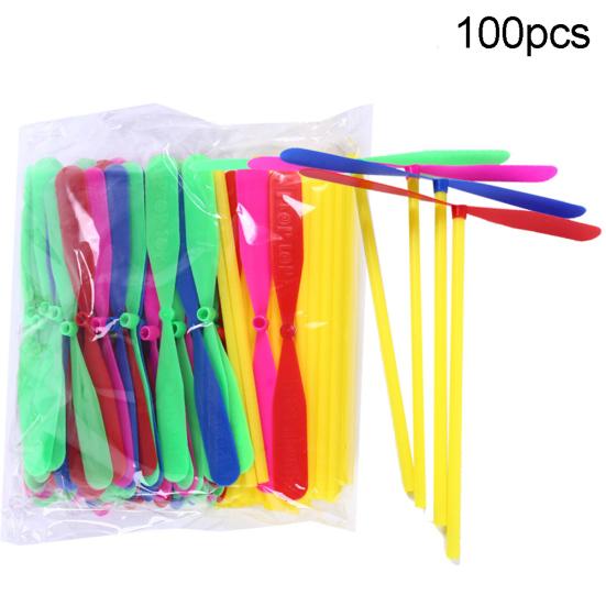 100Pcs Dragonfly Shape Hand Push Flying Propeller Outdoor Sports Game Kids Toy