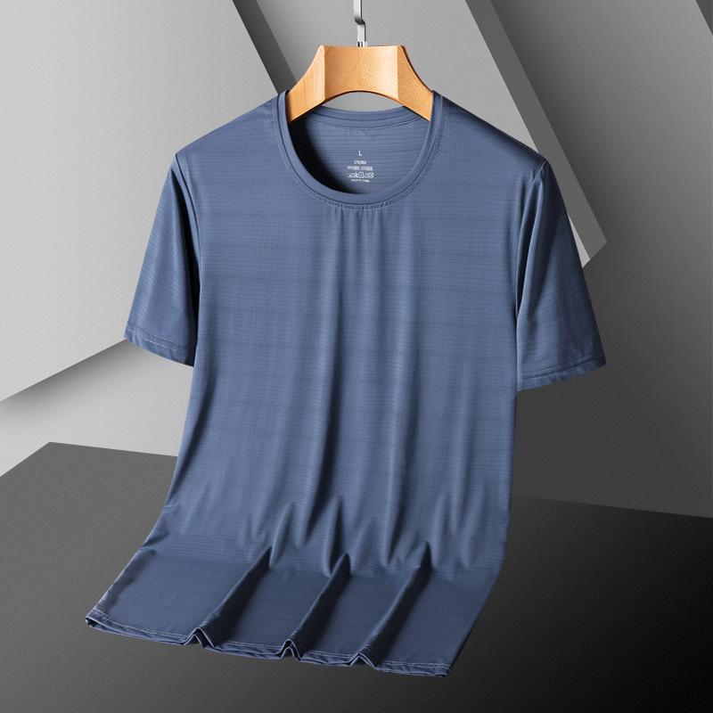 Ledové hedvábné cool tričko s krátkým rukávem Pánské tričko s polovičními rukávy větší velikosti Fitness tričko Top