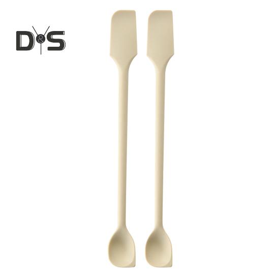 

Двусторонний силиконовый шпатель, тонкий скребок для банок, маленькие скребки для макияжа, мини-скребок и шпатель для пищевых продуктов, для джемов, выпечки, готовки бежевый