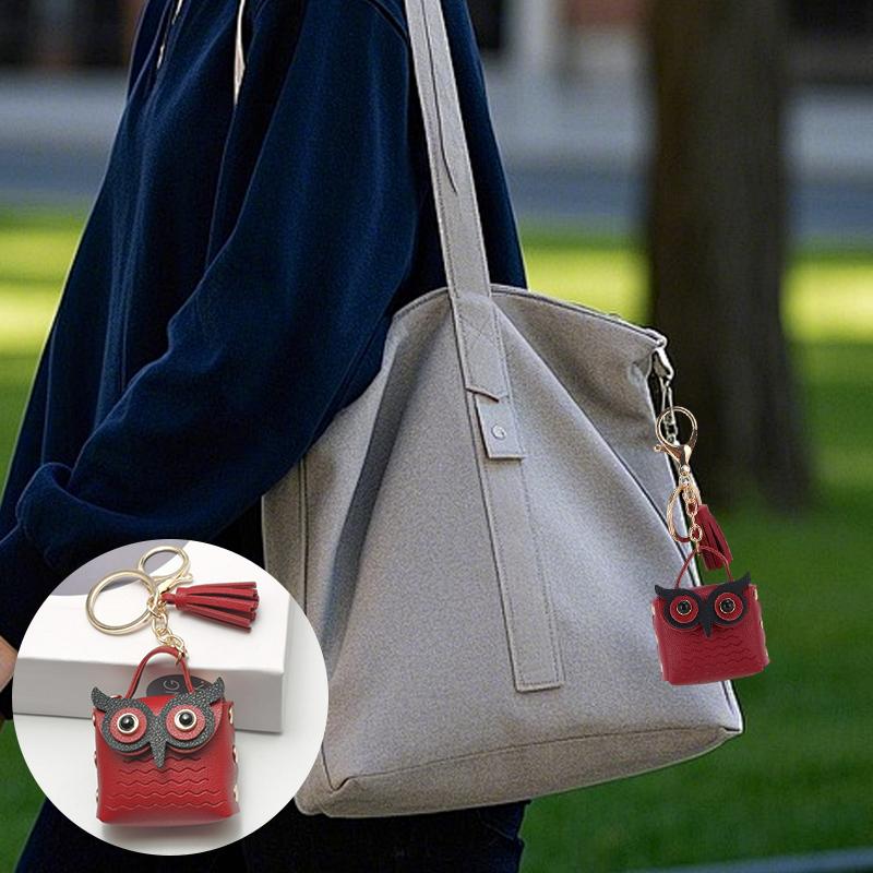 1 PZ Forma di Gufo Portachiavi Contenitore Accessori Borsa Ornamenti Borsa Ciondoli Borsa Portachiavi Squisito Multicolore