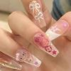 Hello Kitty Cartoon Nail Art Stickers - Long Ladder French Design for Manicures