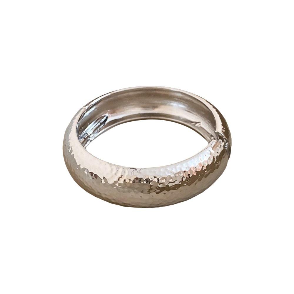 Geometry Exaggerated Bracelet Chunky Open Bangle Fashion Metal Bracelet  Women Style C Silver