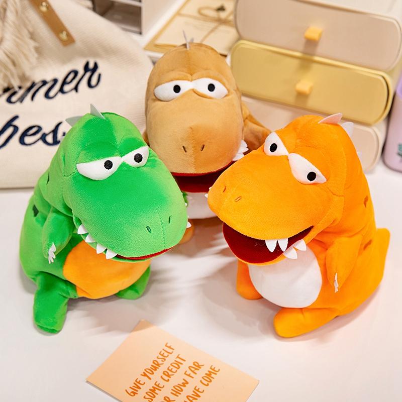 28cm Fetter Cartoon-Dinosaurier Handpuppe Stofftier T-Rex Dino Gruseltier Plüschtier Interaktiv Geschichten Erzählen Kleines Requisit Geschenk