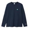 Champion Long Sleeve Long Crew Men's T-Shirt, Navy, Sleeve, Neck, 100% Cotton, One-Point Logo, Basic, C3-Z413