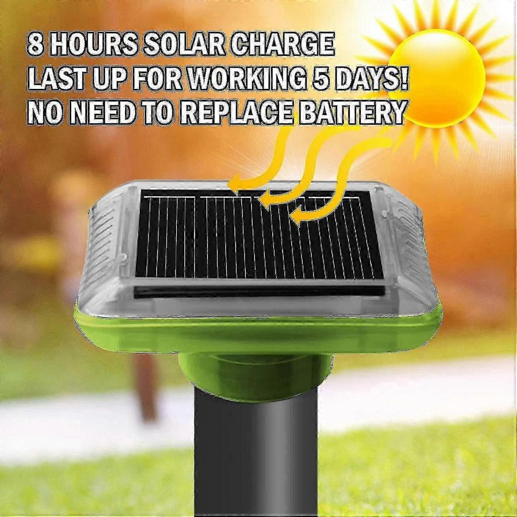 Solar Mole Repellent - Pack of 4, Ultrasonic Deterrent for Moles & Voles - Green