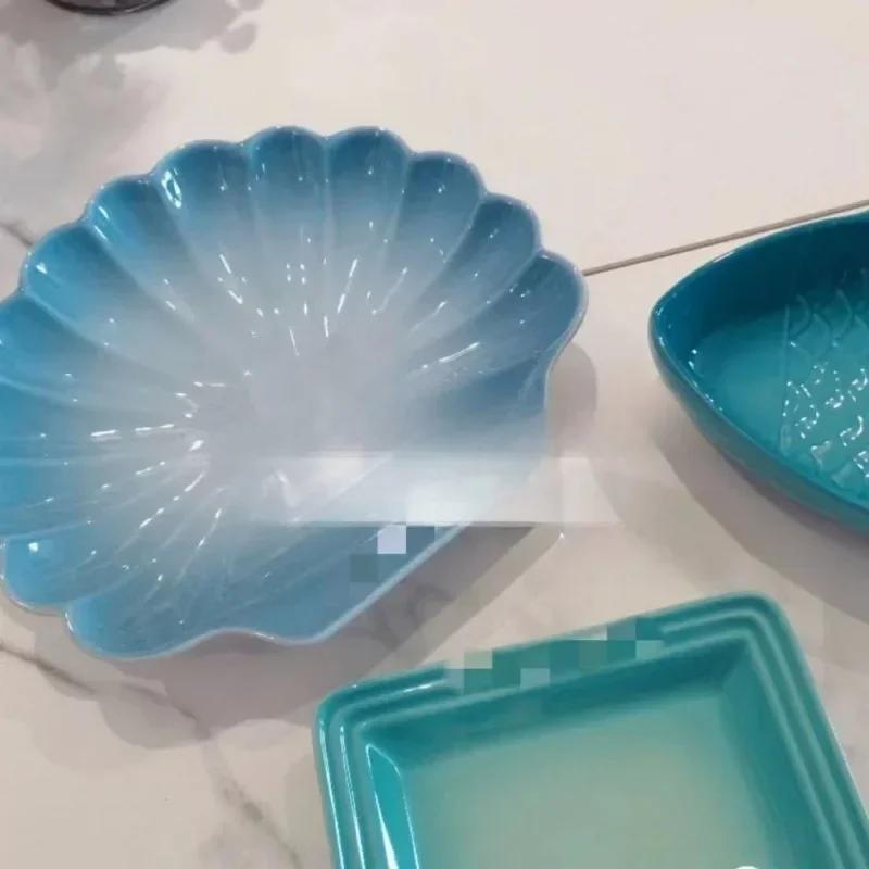 Skalformad tallrik, Fransk färg Ocean-serien, Stengods Porslin, Hushålls Restaurang Köksredskap Servis