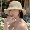 Women's Wide-Brimmed Straw Hat with Floral Design - Foldable Sun Protection for Summer Beach Vacations