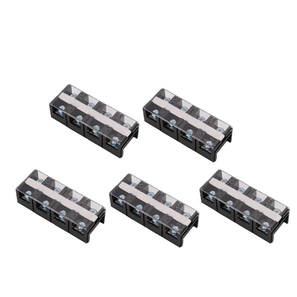 5Pcs Screw Terminal Strip Blocks 60A 4 Positions Copper Plastic 60A Terminal Block for Electrical