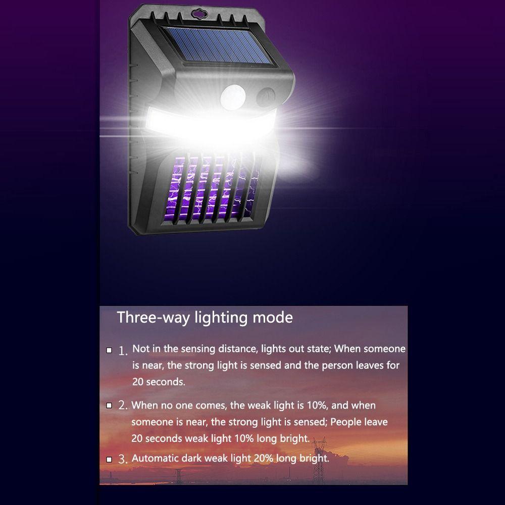 Eco-Friendly Mosquito Zapper Lantern Waterproof Solar-Powered Bug Zapper Easy To Install Motion Sensor UV Insect Killer Light