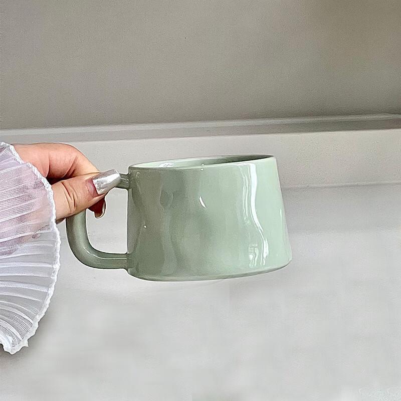 Qianxing Hand-Pinched Ceramic Mugs - Milk Green (Set of 10)