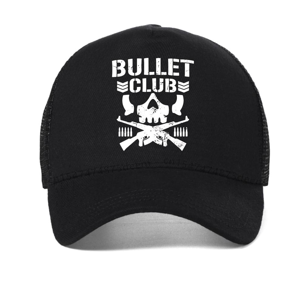 Графическая бейсболка Bullet Club Унисекс С Черепом и Скрещенными Пистолетами Кепки Регулируемая Сетчатая Кепка Тракер Дышащая Кепка Snapback Adjustable