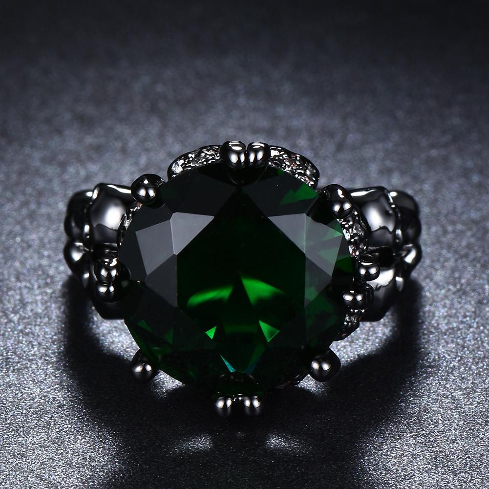 Anello Rotondo Grande Diamante Nero Piccolo Diamante Nero Anello Uomo e Donna Anello Personalizzato per il Temperamento