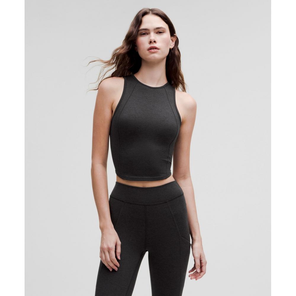 

Lululemon Softy Suedey Crewneck Cropped Tank Top Black Black 8