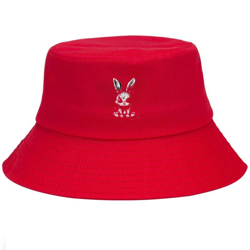 

Bucket Hat Cotton Fisherman Hat for Women Graffiti Rabbit Sun Protection Wide Outdoor Street Style Casual Breathable Sun Hat красный