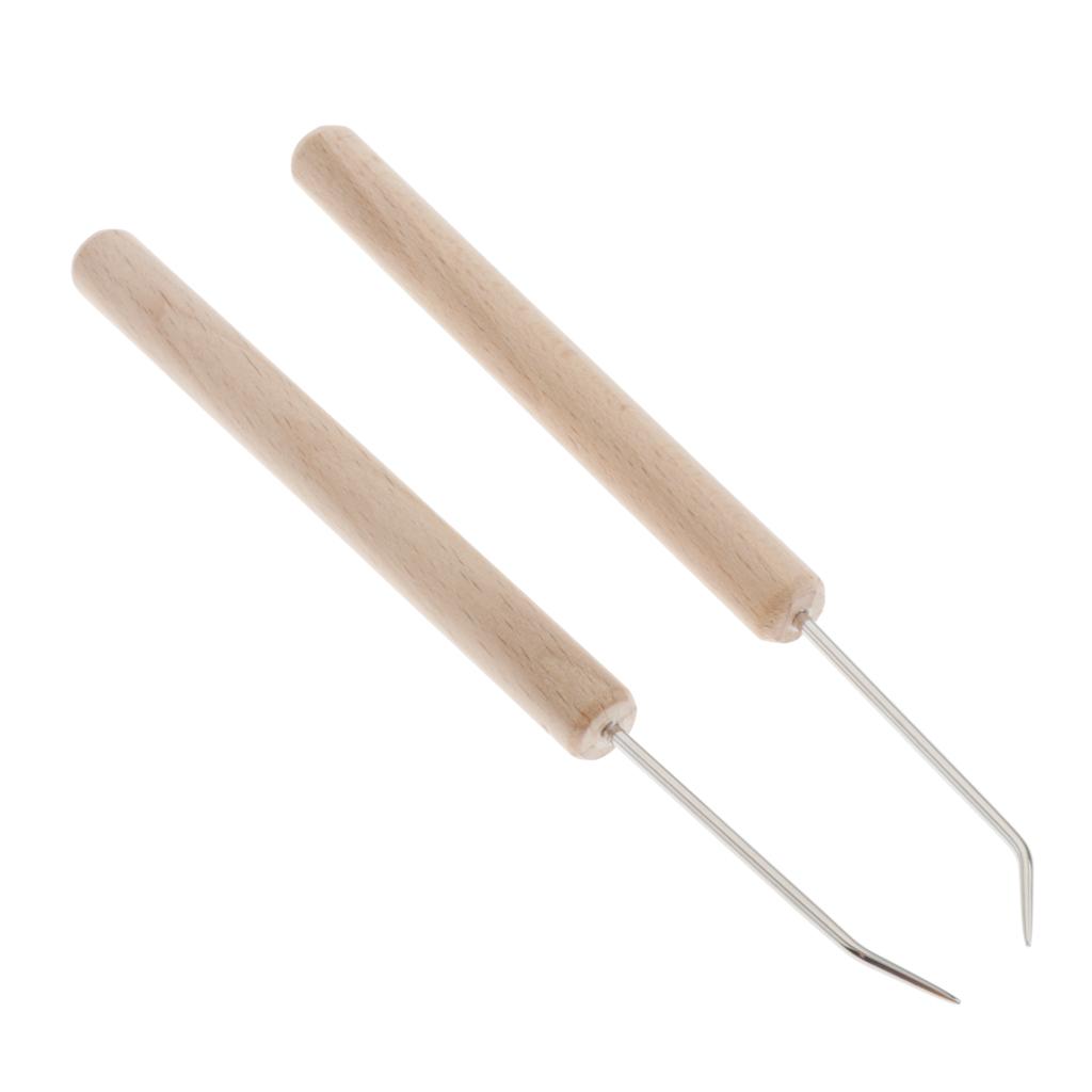 4Pcs Wooden Handle Crochet Hooks Knitting Weaving