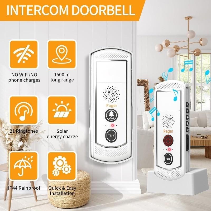1-3 km 16 Channels Range Solar Voice Wireless Doorbell Waterproof Electronic Intercom System Doorbell Home Voice Intercom Device