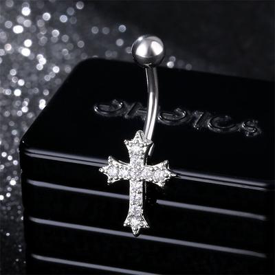 Fashion Sexy Women's Belly Button Ring Simple Cross Pendant Body Jewelry Gift for Girls
