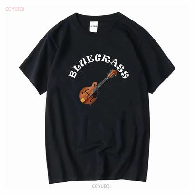 Bluegrass Mandolin T Shirt Long or Short Sleeves Vintage Washed Stretched Homme Fashion Top For Everyday Wear Graphic