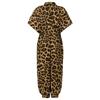 2020 Women's European Retro Leopard Print Short Sleeve Jumpsuit, Loose Plus Size, High Waist, Leg-Slimming Design