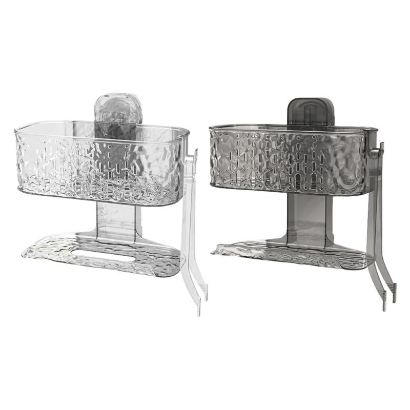 Bathroom Organizers Suction Cup Shelf With Double Layers Ventilated Storage Shelf For Shower Essential And Cosmetics