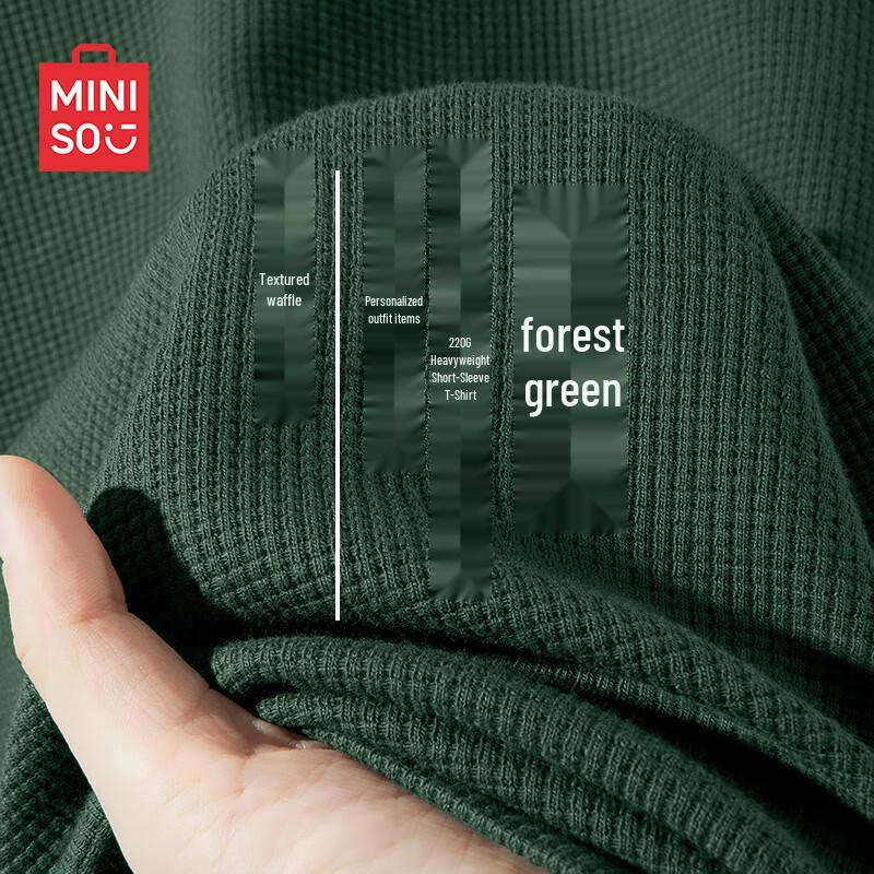 MINISO Men's Heavyweight Waffle Knit Short Sleeve T-Shirt