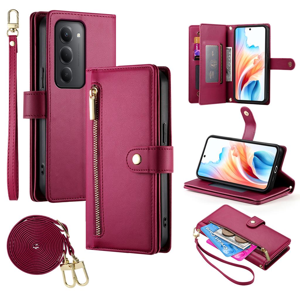 For Xiaomi Redmi 15 5G (Global) (169mm) Case Zipper Pocket Wallet Leather Phone Cover with Straps