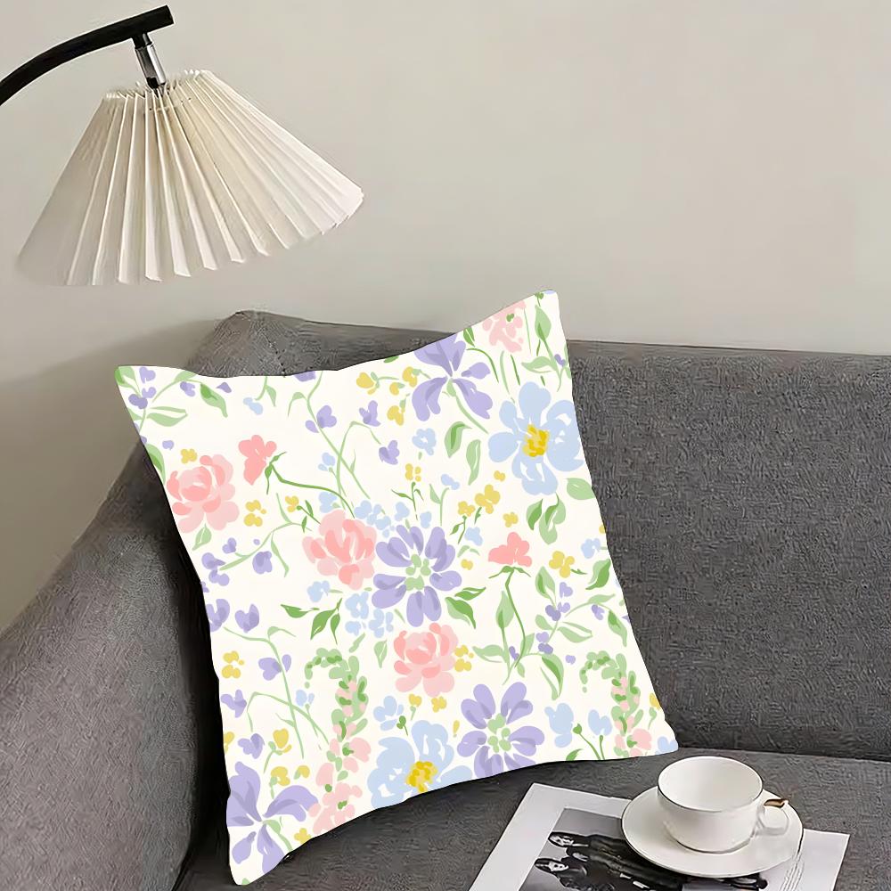 Floral Pattern Cute Cushion Cover Pillowcase Ultra Soft Skin Friendly Fabric Cloud Like Comfort Concealed Zipper