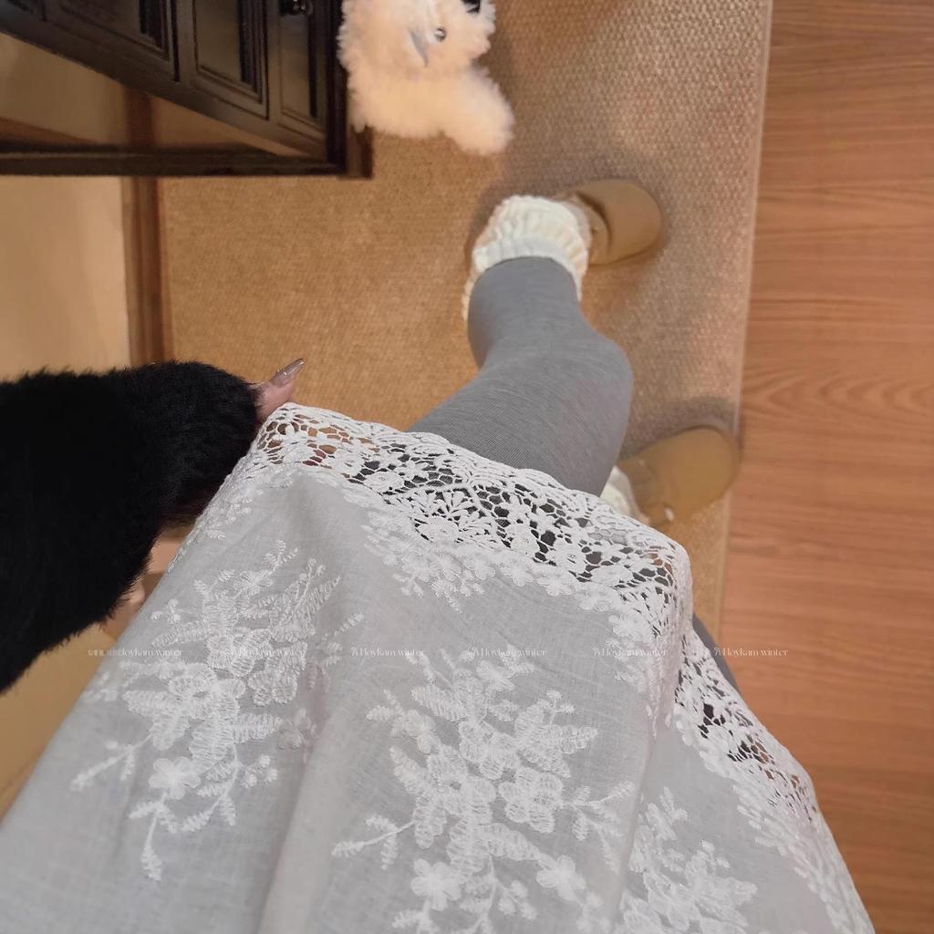 Autumn/Winter 2025 Shark Pants: Pure Cotton Lace Butt & Hip Cover Half Skirt Layer