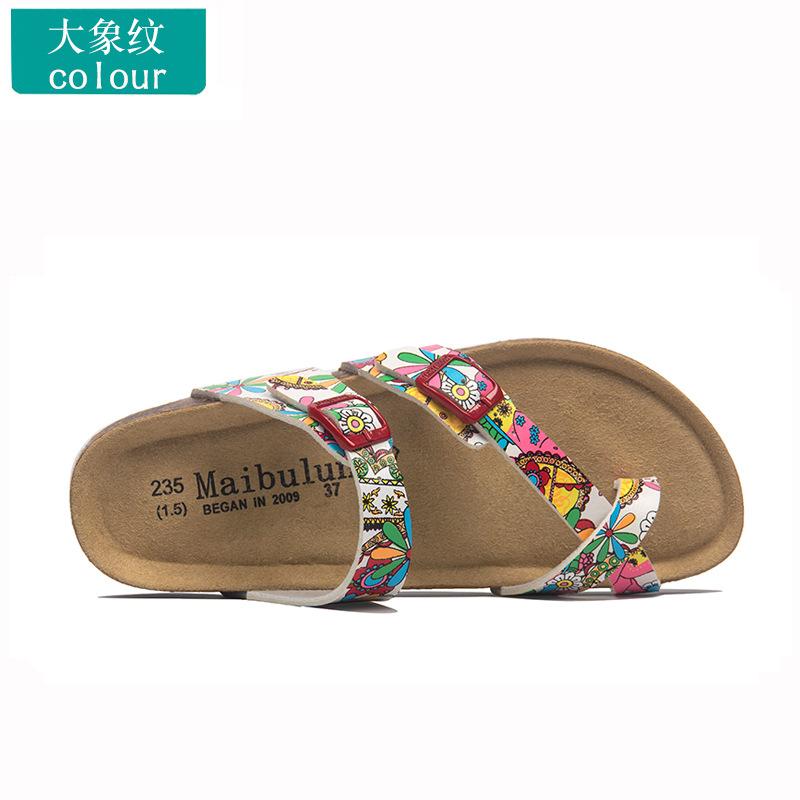 Fashion Low-top cork beach flip-flops beaded couple beach flip-flops soft heel flat slippers women summer unisex slippers