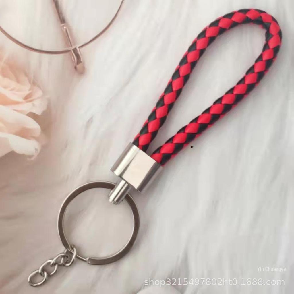 Gevlochten Lederen Touw Sleutelhanger met Poppenhanger - Modieus en Creatief Accessoire