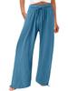 Bohemian Solid Color Drawstring Beach Pants - New Loose Casual Trousers