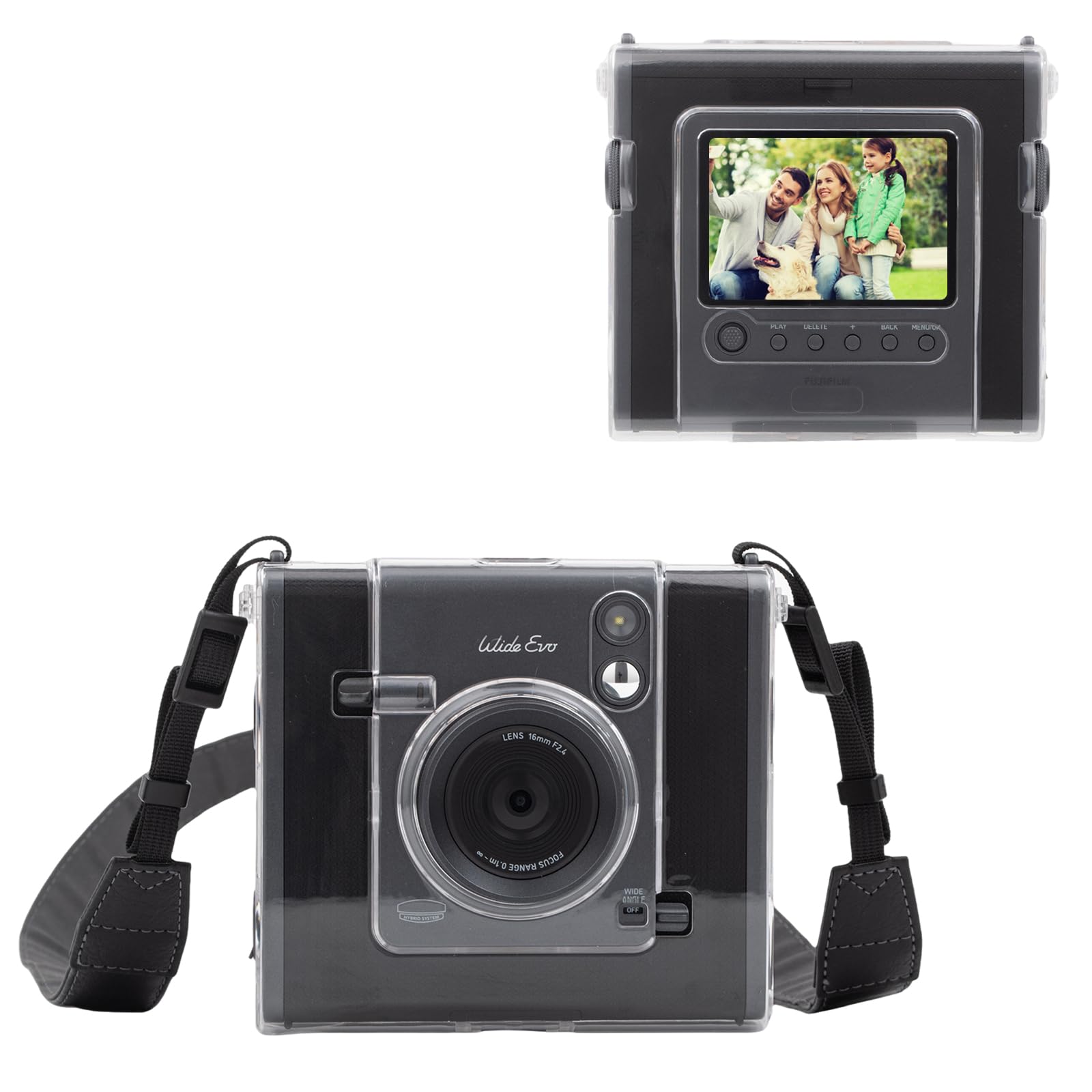 

HIYQIN Clear Case for Fujifilm Instax Wide EVO 2-in-1 Hybrid Instant Film Printer Camera, Clear Cover Protective Shell with Shoulder Strap