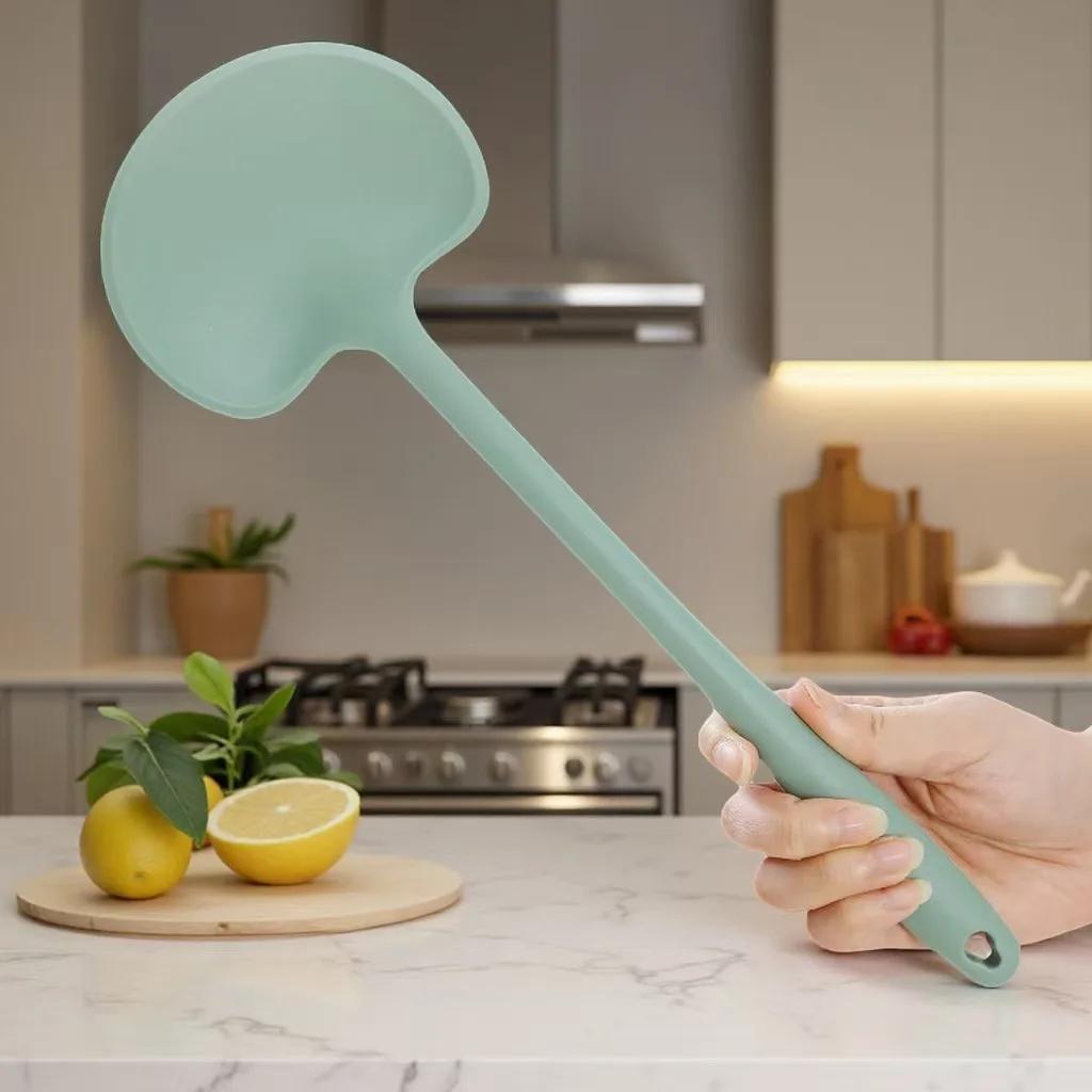 1 pezzo di spatola lunga in silicone a forma di fungo, spatola antiaderente per padelle, spatola per saltare in padella resistente alle alte temperature