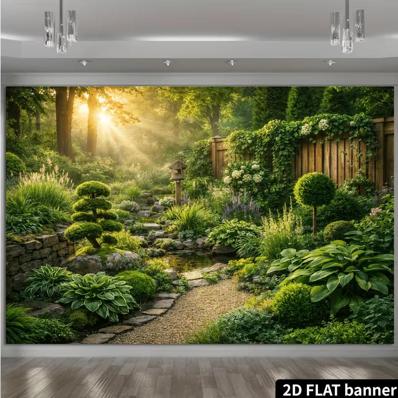 2D Morning Sun Green Yard Plant Outdoor Maternity Portrait Photography Backdrop Decor