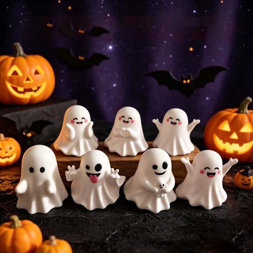 Mini Size Mini Desk Ornament Cute Expressions Ghost Pen Holder Cute Ghost Figurine Office Desk