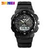 Skmei Man Military Watches Men PU Strap Wristwatch Quartz Watches Double Clock Men Watch Outdoor Sports Electronic Watch 1454