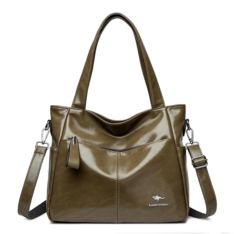 Vysoce kvalitní měkké kožené kabelky přes rameno pro ženy Velkokapacitní luxusní kabelka Značka Návrhář Neformální kabelka