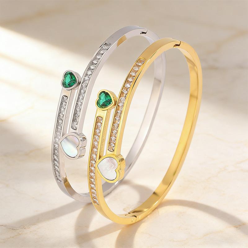 Fashionable Emerald Love Zircon Row Girl Versatile Bestie Temperament Bracelet Jewelry Bracelet