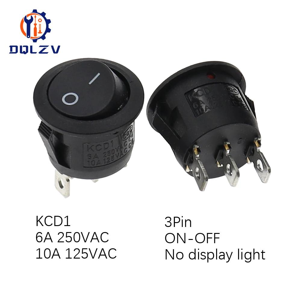 22mm Red Black White ON/OFF Round Rocker Toggle Switch 6A/250VAC 10A 125VAC Power Switch Cap with Plastic Push Button Switch