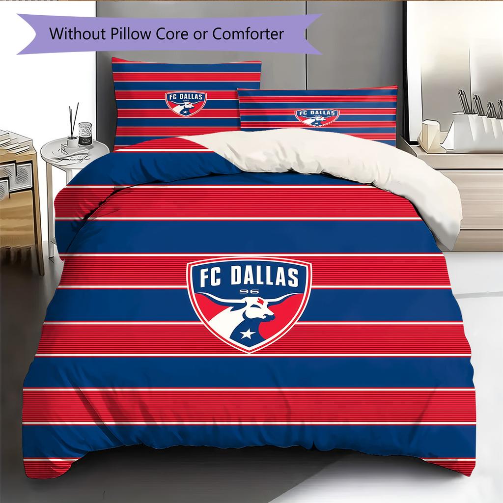 FC Dallas Pattern Bedding Quilt Set  Home Decoration  Gift (1 * duvet cover + 2 * pillowcase  without core)