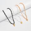 Boho Schwarze Kristallperlen Halskette für Damen Metall Herz Anhänger Weiblicher Eleganter Schmuck Luxuriöse Strass Choker Halsketten