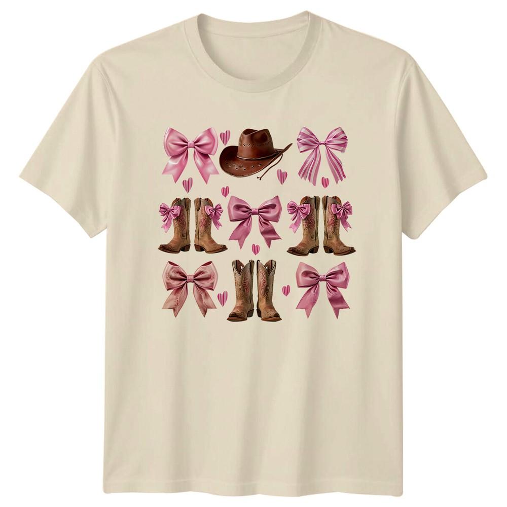 

Cowgirl Boots Hat Bows Fashion Mens TShirt Ladies Tee Graphic Unisex Top Unisex T-Shirt XXXL