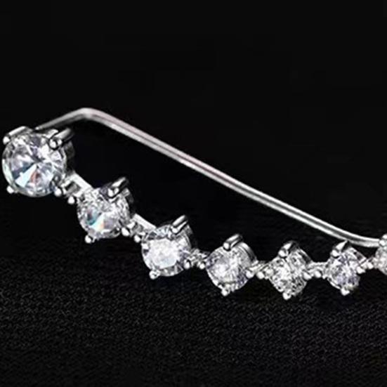 Seven Star Stud Earrings Row of Cubic Zirconias Earrings Shining Silver Earrings for Women Party Dating Formal Occasion Accessory
